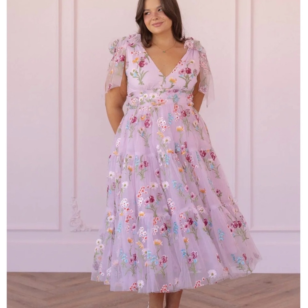 JessaKae Lilac Floral Midi Dress